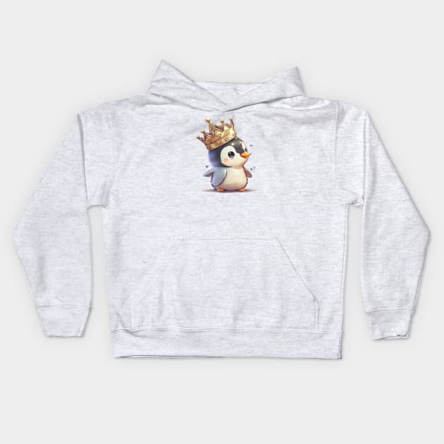 King of the Penguins Kids Hoodie by i2studio